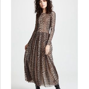GANNI Printed Mesh Leopard Dress | SIZE 38